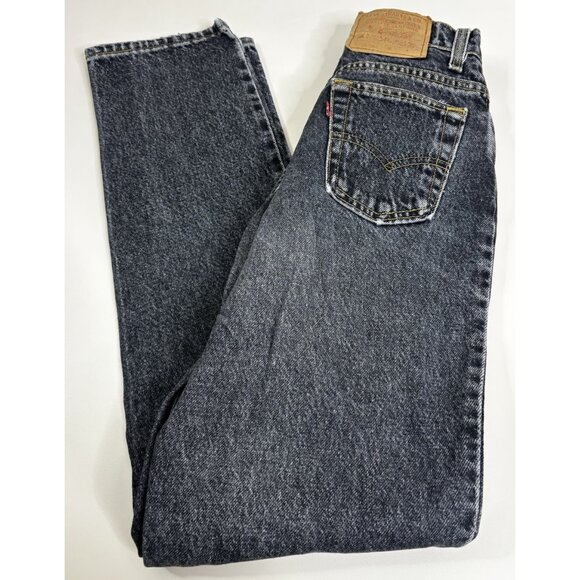 Levi's Sz 3 (Actual 22x28) High Rise 17525-0267 USA 100% Cotton Black Jeans EUC - Picture 1 of 10